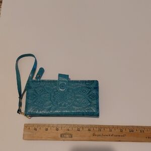 Source Unknown Turquoise Floral Key & Card Holder